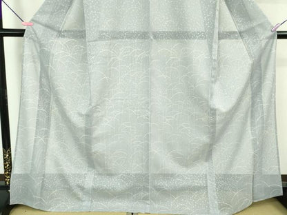 平和屋着物＊極上 夏物 訪問着 紗 芒 スモークブルー色地 逸品 DZAB0612kh5