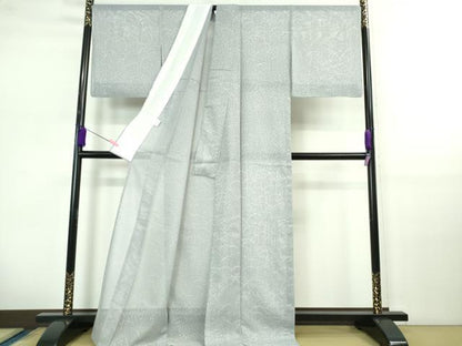平和屋着物＊極上 夏物 訪問着 紗 芒 スモークブルー色地 逸品 DZAB0612kh5