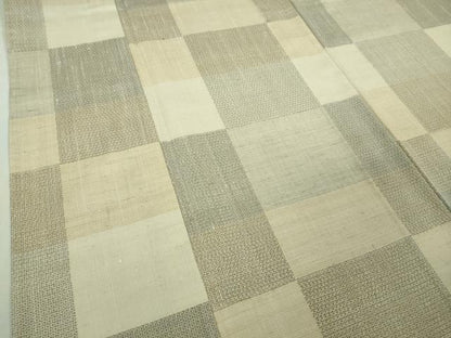平和屋着物▽極上 結城紬 単衣 100亀甲 市松文様 逸品 DZAB0620kh5