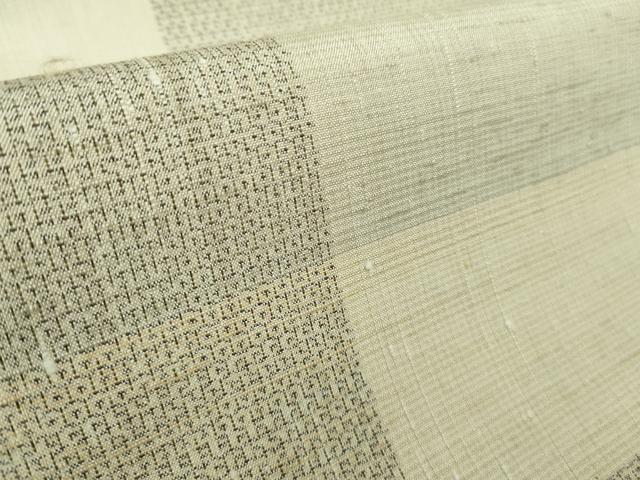 平和屋着物▽極上 結城紬 単衣 100亀甲 市松文様 逸品 DZAB0620kh5