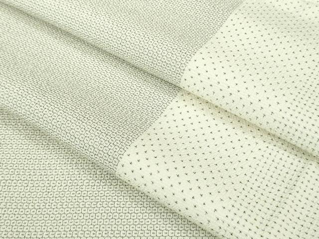 平和屋着物▽極上 本塩沢 単衣 110亀甲 間道 逸品 DZAB0622kh5