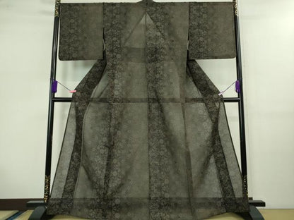 平和屋着物■極上　夏物　本場大島紬　夏大島　草花文　逸品　DZAB0623kh5