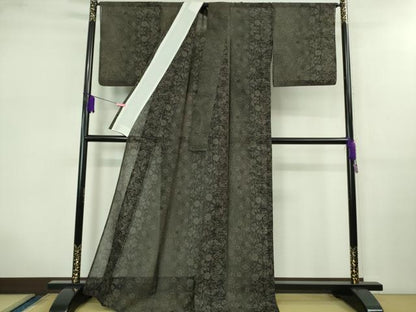 平和屋着物■極上　夏物　本場大島紬　夏大島　草花文　逸品　DZAB0623kh5