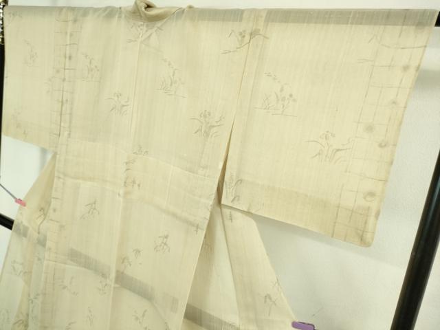 平和屋着物＊極上 夏物 絹芭蕉 紗紬 手描き 草花 逸品 DZAB0625kh5