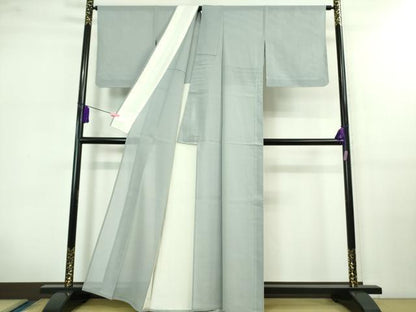 平和屋着物＊極上　夏物　色無地　縦絽　ライトブルー色　逸品　未使用　DZAB0626kh5