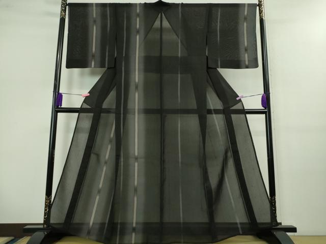 平和屋着物＊極上 夏物 絹芭蕉 訪問着 間道 暈し染め 黒地 逸品 DZAB0628kh5