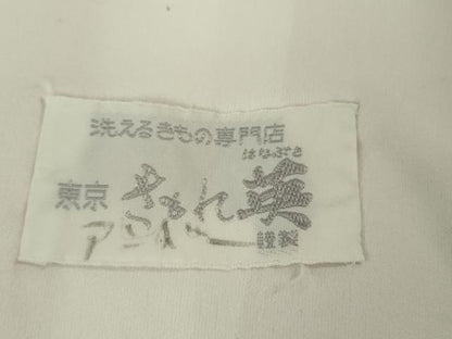 平和屋着物▽極上 洗える最高級着物 ＜英＞はなぶさ謹製 色無地 単衣 人参色 逸品 DZAB0633kh5