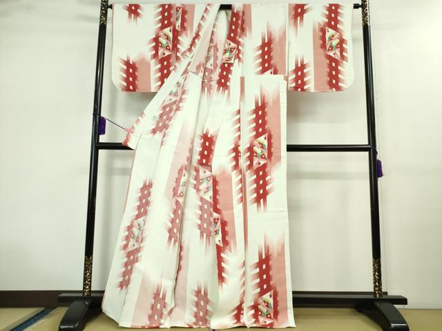 平和屋着物▽極上 撫松庵 小紋 単衣 絣文様 洗える着物 逸品 DZAB0634kh5