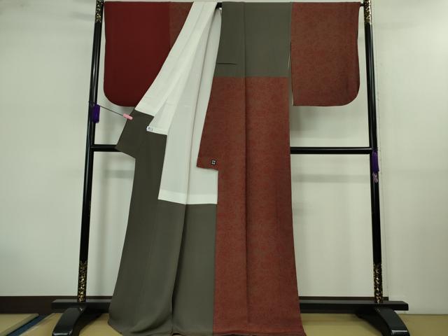 平和屋本店■希少　着物デザイナー　紫藤尚世　訪問着　片身替わり　鬼しぼ縮緬　逸品　DZAB0635kh5