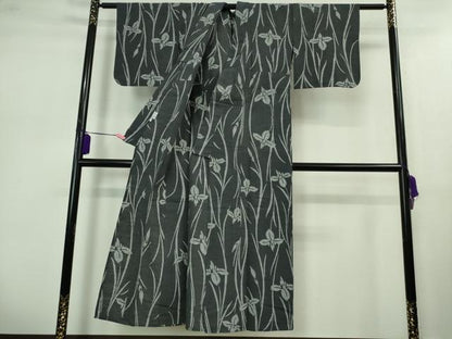 平和屋着物∴極上 夏物 竺仙 浴衣 綿 杜若 褐色地 伊勢丹扱い 逸品 DZAB0642kh5