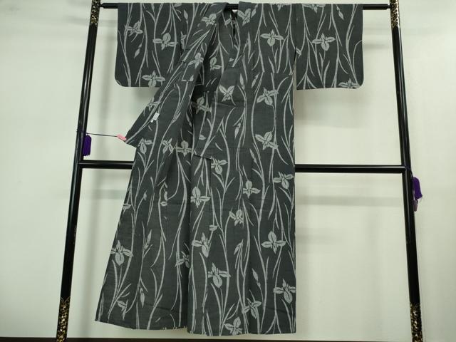平和屋着物∴極上 夏物 竺仙 浴衣 綿 杜若 褐色地 伊勢丹扱い 逸品 DZAB0642kh5