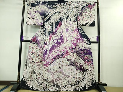 平和屋本店■極上　訪問着　辻が花　金彩　銀通し地　反端付き　逸品　未使用　DZAB0645kh5