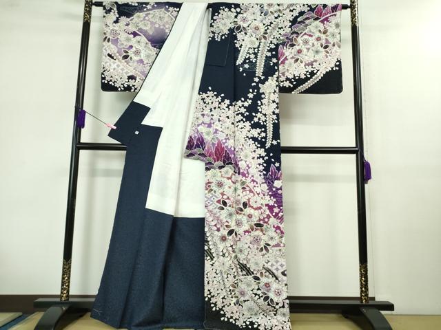平和屋本店■極上　訪問着　辻が花　金彩　銀通し地　反端付き　逸品　未使用　DZAB0645kh5