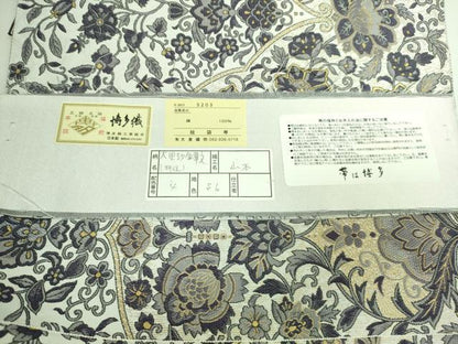 平和屋本店■極上　本場筑前博多織　大倉織物　誠之輔　両面　全通柄袋帯　大更紗金華文　金糸　証紙付き　逸品　DZAB0658kh5