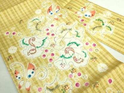 平和屋本店■希少　型絵染染色家・鈴木紀絵　九寸名古屋帯　手描き　絞り　舞花文　リス　逸品　DZAB0686kh5