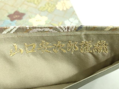 平和屋着物■極上　西陣の織匠　山口織物株式会社会長　山口安次郎　六通柄袋帯　唐織　草花文　金糸　逸品　DZAB0696kh5