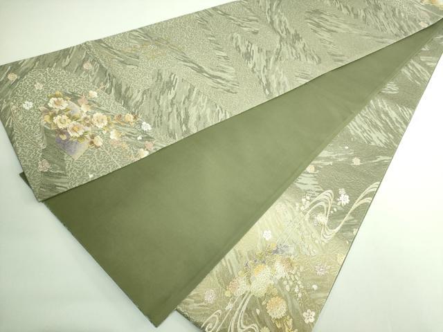 平和屋着物●極上 金彩友禅 卓越技能者・名工・和田光正 太鼓柄袋帯 地紙花文 金銀彩 逸品 DZAB0707kh5