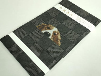 平和屋着物●極上 九寸名古屋帯 ビーグル 黒地 逸品 新品 DZAB0724kh5
