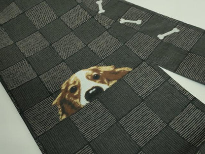 平和屋着物●極上 九寸名古屋帯 ビーグル 黒地 逸品 新品 DZAB0724kh5