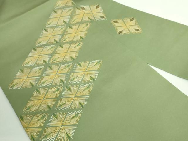 平和屋本店●希少　人間国宝　福田喜重　刺繍　塩瀬　九寸名古屋帯　菱松文　金糸　逸品　DZAB0726kh5