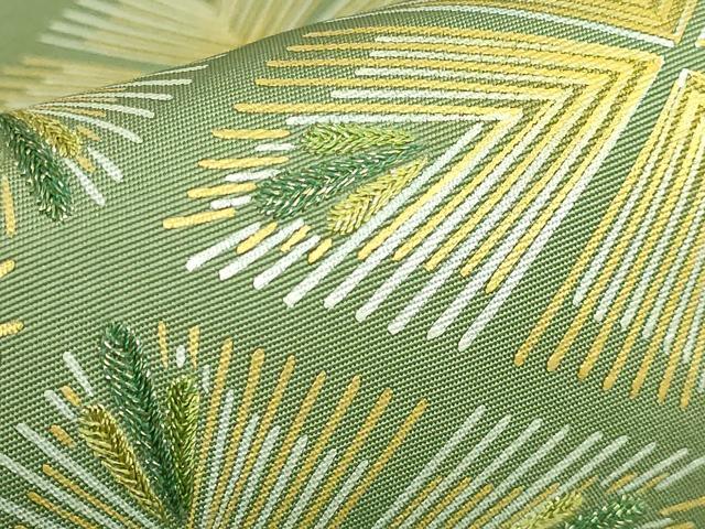平和屋本店●希少　人間国宝　福田喜重　刺繍　塩瀬　九寸名古屋帯　菱松文　金糸　逸品　DZAB0726kh5