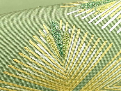 平和屋本店●希少　人間国宝　福田喜重　刺繍　塩瀬　九寸名古屋帯　菱松文　金糸　逸品　DZAB0726kh5