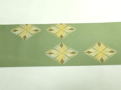 平和屋本店●希少　人間国宝　福田喜重　刺繍　塩瀬　九寸名古屋帯　菱松文　金糸　逸品　DZAB0726kh5