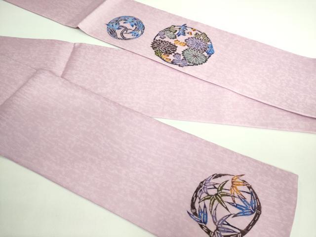 平和屋着物＊極上 夏物 本場琉球紅型 屋宣六七 半幅帯 花丸文 証紙付き 逸品 未使用 DZAB0729kh5