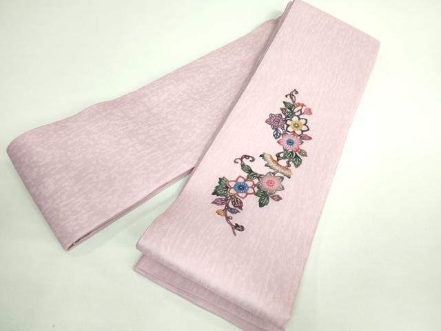 平和屋着物＊極上 夏物 本場琉球紅型 安里和雄 半幅帯 枝花文 証紙付き 逸品 未使用 DZAB0730kh5