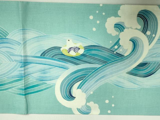 平和屋着物＊極上 夏物 太鼓柄 京袋帯 WAKKA ワッカ 白くま ペンギン サーフィン 麻 逸品 DZAB0732kh5