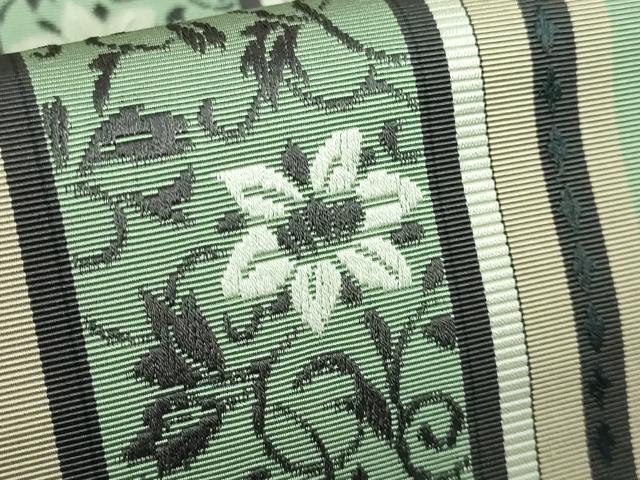 平和屋着物●極上 本場筑前博多織 八寸名古屋帯 花唐草間道 逸品 DZAB0733kh5