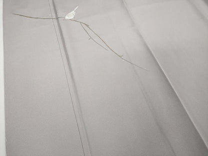 平和屋着物●極上 色留訪問着 総刺繍 枝木に小鳥 霞色地 金糸 逸品 未使用 DZAB0752kh5