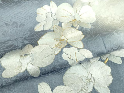 平和屋本店■極上　訪問着　総刺繍　胡蝶蘭　暈し染め　金糸　逸品　未使用　DZAB0753kh5