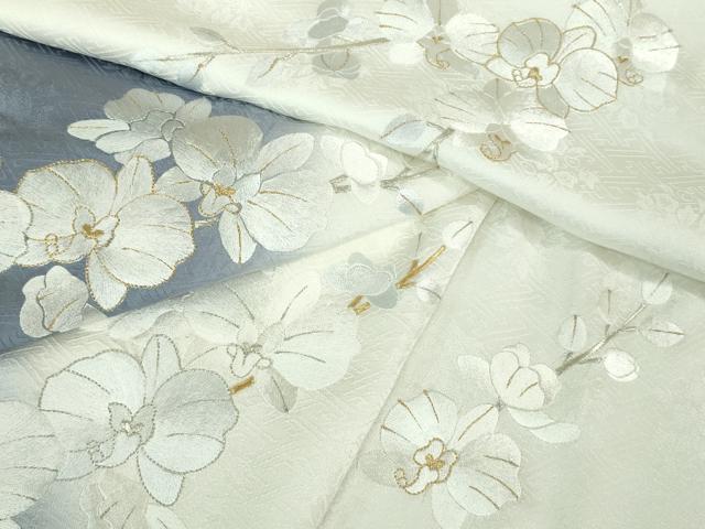 平和屋本店■極上　訪問着　総刺繍　胡蝶蘭　暈し染め　金糸　逸品　未使用　DZAB0753kh5