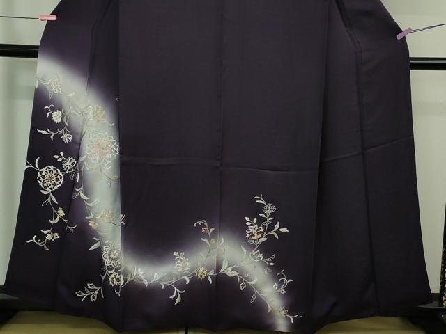 平和屋本店■極上　訪問着・長襦袢(無双仕立て)セット　総刺繍　花唐草文　暈し染め　銀糸　京都きもの友禅扱い　逸品　DZAB0759kh5
