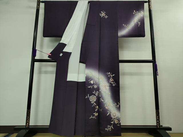 平和屋本店■極上　訪問着・長襦袢(無双仕立て)セット　総刺繍　花唐草文　暈し染め　銀糸　京都きもの友禅扱い　逸品　DZAB0759kh5