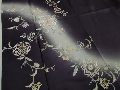 平和屋本店■極上　訪問着・長襦袢(無双仕立て)セット　総刺繍　花唐草文　暈し染め　銀糸　京都きもの友禅扱い　逸品　DZAB0759kh5