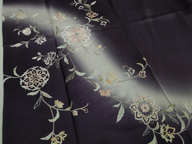 平和屋本店■極上　訪問着・長襦袢(無双仕立て)セット　総刺繍　花唐草文　暈し染め　銀糸　京都きもの友禅扱い　逸品　DZAB0759kh5