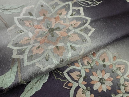 平和屋本店■極上　訪問着・長襦袢(無双仕立て)セット　総刺繍　花唐草文　暈し染め　銀糸　京都きもの友禅扱い　逸品　DZAB0759kh5