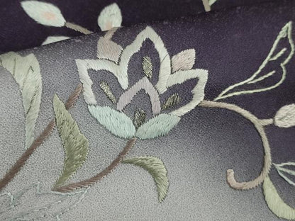 平和屋本店■極上　訪問着・長襦袢(無双仕立て)セット　総刺繍　花唐草文　暈し染め　銀糸　京都きもの友禅扱い　逸品　DZAB0759kh5