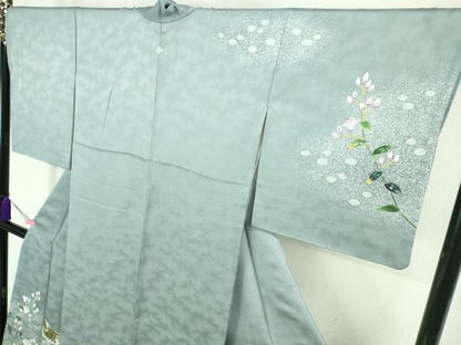 平和屋本店■極上　人間国宝・羽田登喜男　訪問着　鴛鴦花文　たたき染め　逸品　DZAB0765kh5