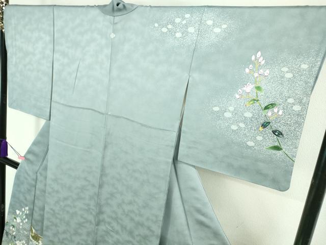 平和屋本店■極上　人間国宝・羽田登喜男　訪問着　鴛鴦花文　たたき染め　逸品　DZAB0765kh5