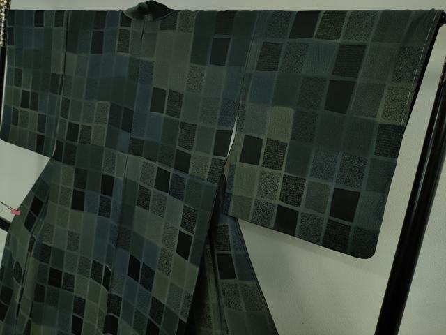平和屋本店■極上　キモノデザイナー　斉藤上太郎　小紋　色紙並べ　反端付き　逸品　未使用　DZAB0769kh5