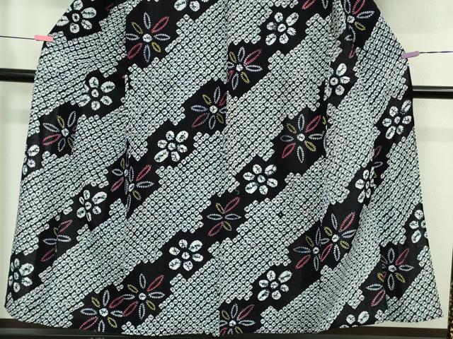 平和屋着物∴極上 夏物 浴衣 有松鳴海絞り 花斜線文 綿 逸品 DZAB0771kh5