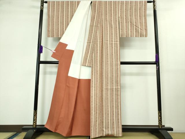平和屋本店■極上　本場結城紬　重要無形文化財　奥順謹製　80亀甲　飛び亀甲柄　間道　証紙付き　逸品　DZAB0802kh5