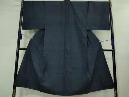 平和屋本店■極上　男性　本場結城紬　重要無形文化財　アンサンブル　キングサイズ　120亀甲　総詰め　濃藍色　逸品　未使用　DZAB0804kh5