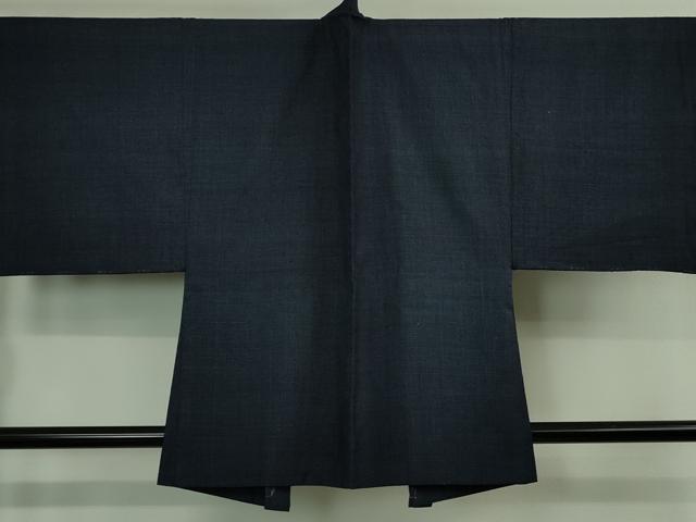 平和屋本店■極上　男性　本場結城紬　重要無形文化財　アンサンブル　キングサイズ　120亀甲　総詰め　濃藍色　逸品　未使用　DZAB0804kh5