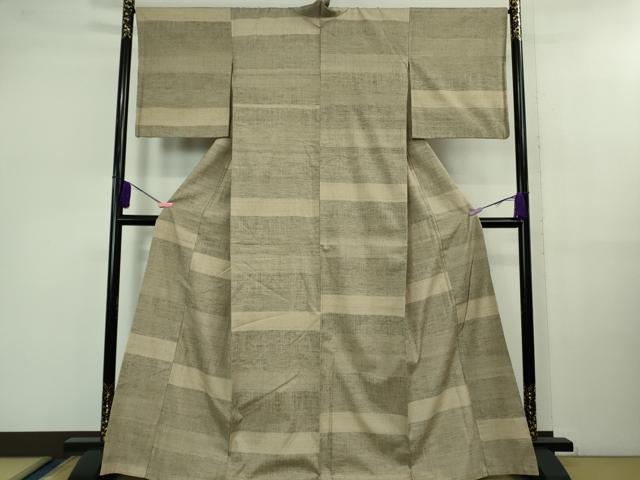 平和屋本店■極上　本場結城紬　重要無形文化財　120亀甲　横段文　逸品　DZAB0805kh5