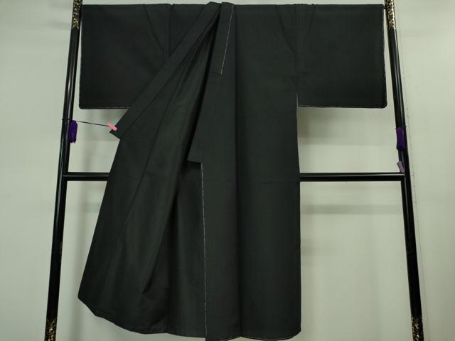 平和屋本店■極上　男性　紬　キングサイズ　色無地　黒色　逸品　未使用　DZAB0809kh5
