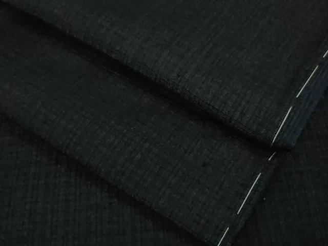 平和屋本店■極上　男性　紬　キングサイズ　色無地　黒色　逸品　未使用　DZAB0809kh5